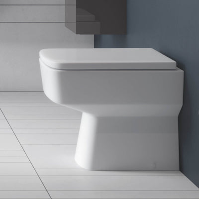 Eden Compact White WC Unit + Cape Back To Wall Toilet Bundle With Square Matt Black Flush Button