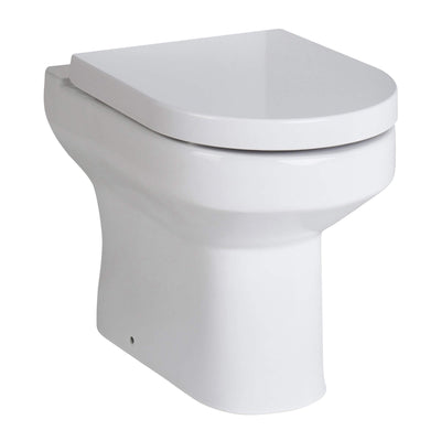 Eden Compact White WC Unit + Harmony Back To Wall Toilet Bundle With Square Chrome Flush Button