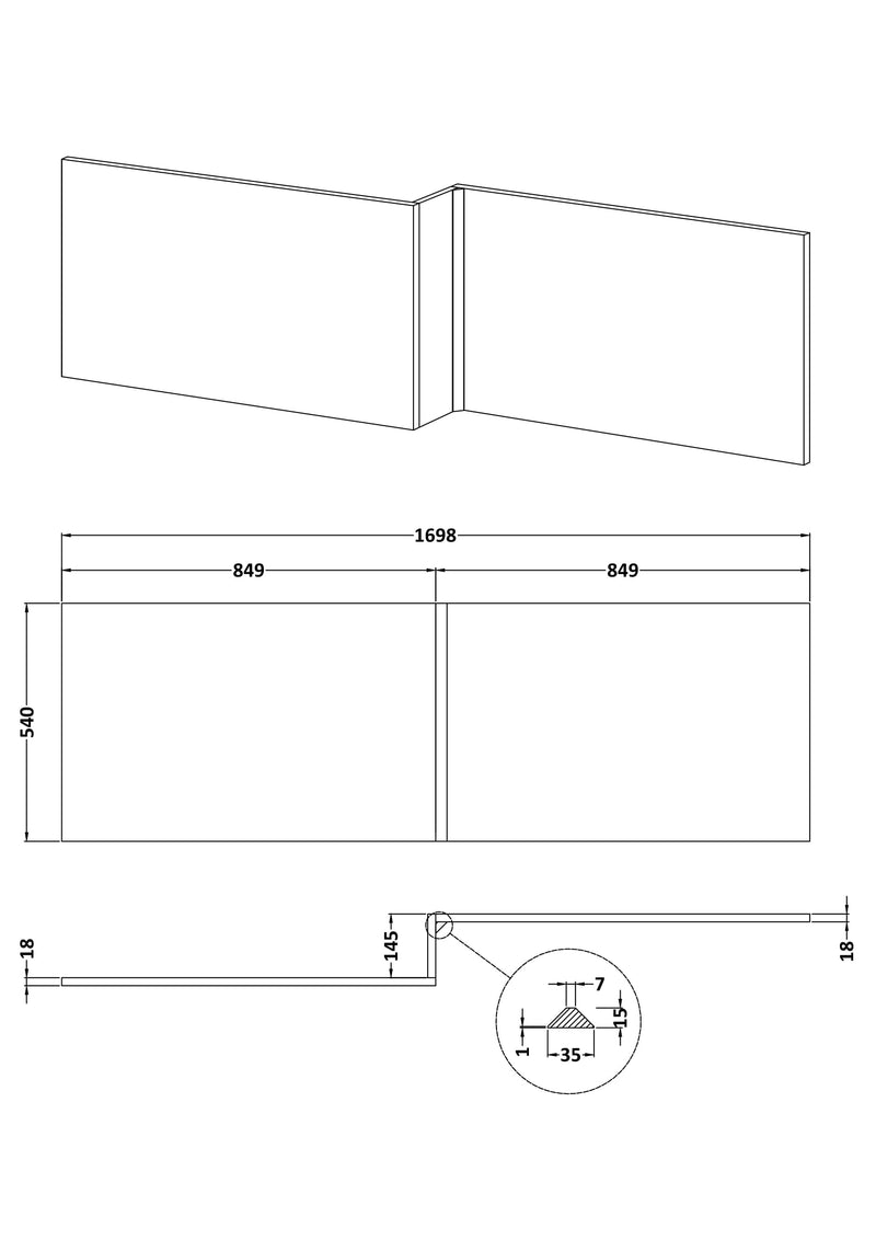 Hudson Reed 1700mm Shower Bath Front Panel - Gloss White
