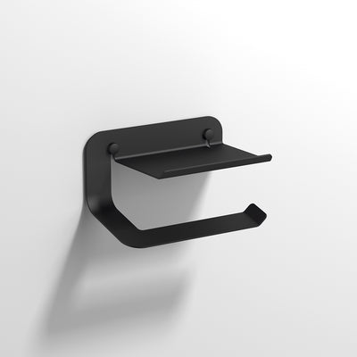 Sonia Quick Toilet Roll Holder With Shelf - Black