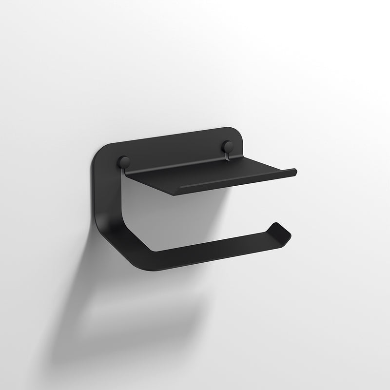 Sonia Quick Toilet Roll Holder With Shelf - Black