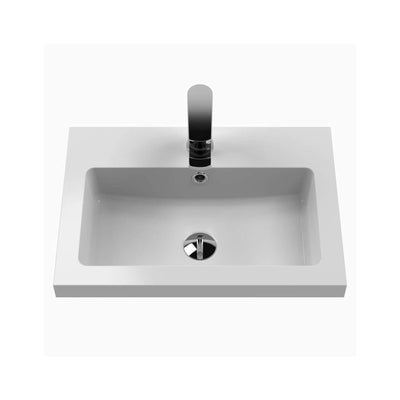 Lana Compact 600mm Floorstanding 2 Door Vanity Unit & Basin - Bleached Oak