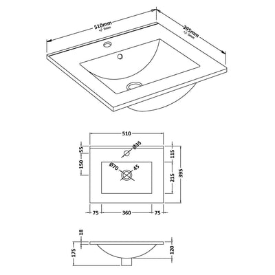 Lana 500mm Wall Hung 2 Door Vanity Unit & Basin - Satin Soft Black