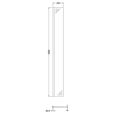 215mm fixed deflector panel for 1850mm  walk in shower screens - technical details