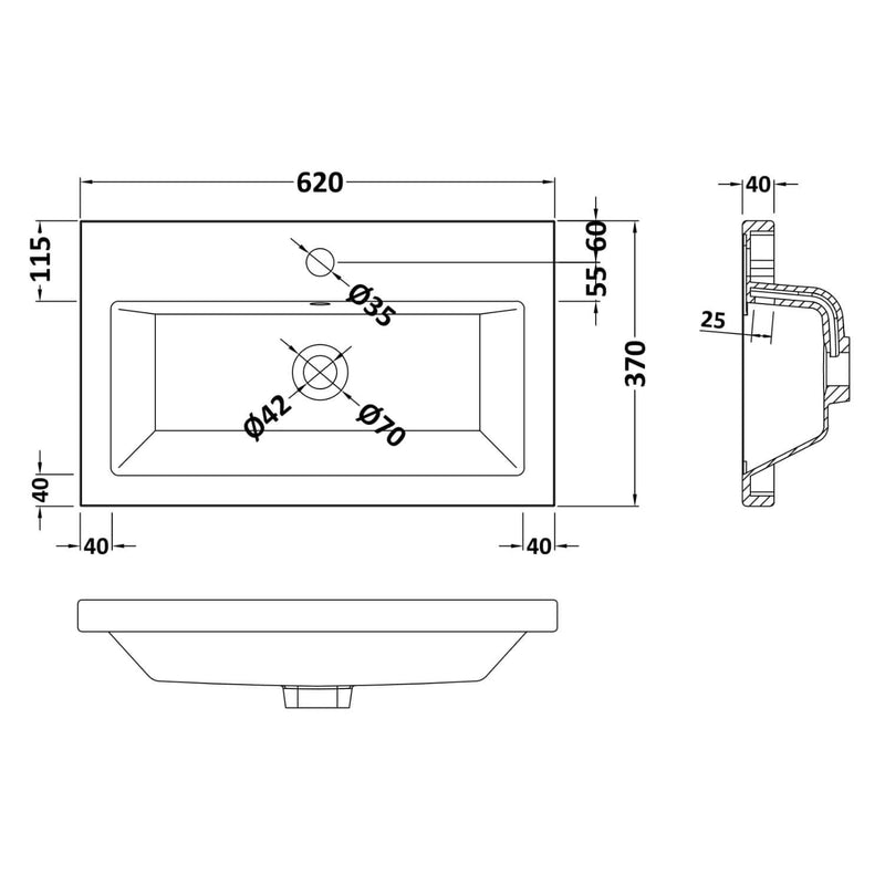 Lana Compact 600mm Floorstanding 2 Door Vanity Unit & Basin - Bleached Oak