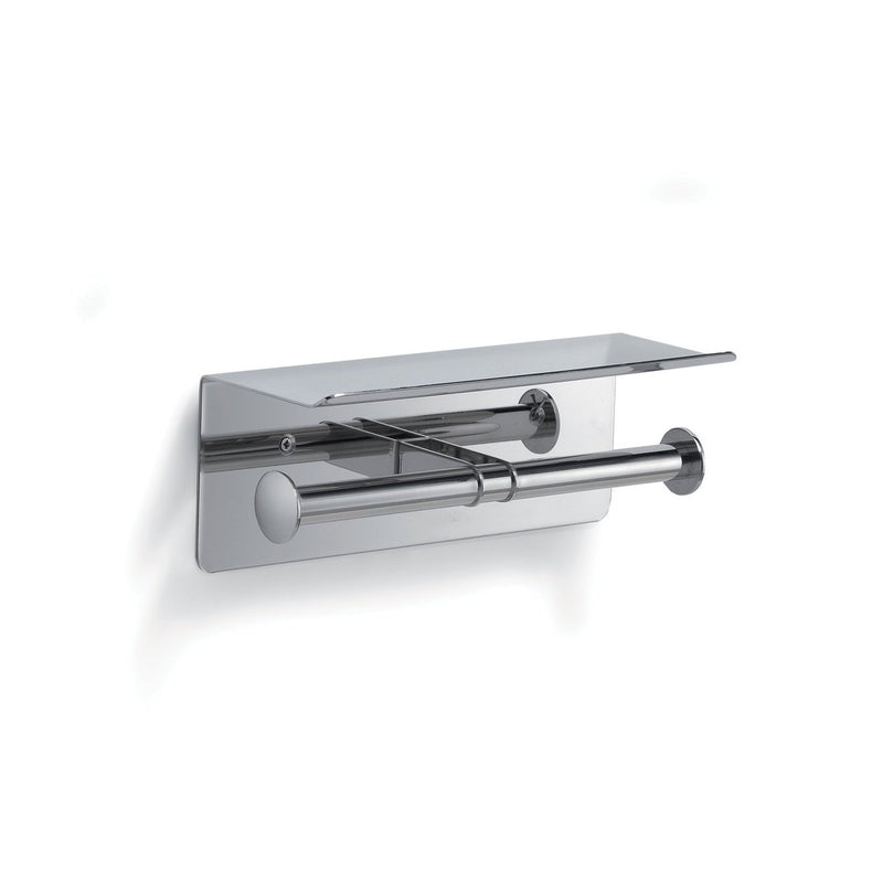 Gedy G Pro Double Toilet Roll Holder with Shelf - Polished Stainless Steel / Chrome