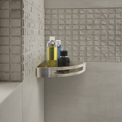 Nerva Corner Shower Basket - Brushed Stainless Steel