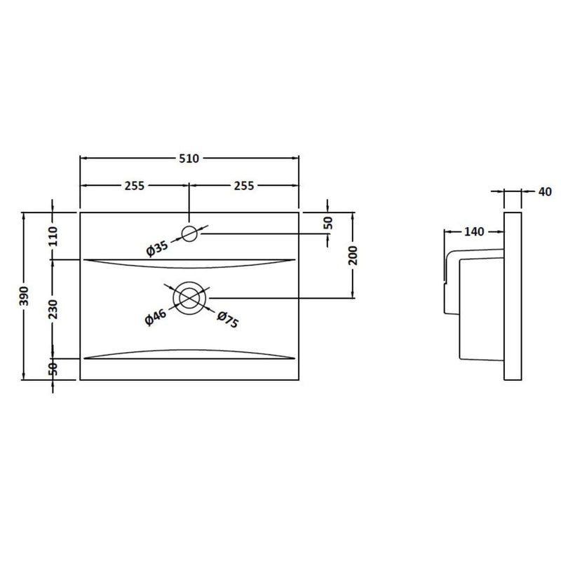Lana 500mm Wall Hung 2 Door Vanity Unit & Basin - Satin Soft Black