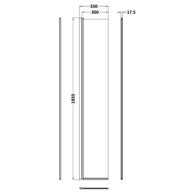 300mm Concealed Hinged Return For 8mm, 1850mm Wetroom Screen - technical details