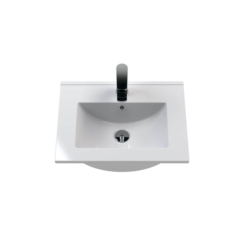 Lana 500mm Wall Hung 2 Door Vanity Unit & Basin - Satin Soft Black