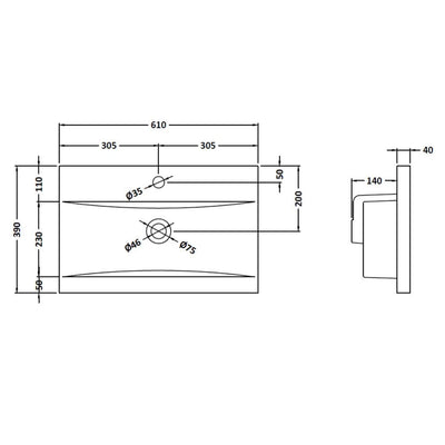 Lana 600mm Wall Hung 2 Door Vanity Unit & Basin - Bleached Oak