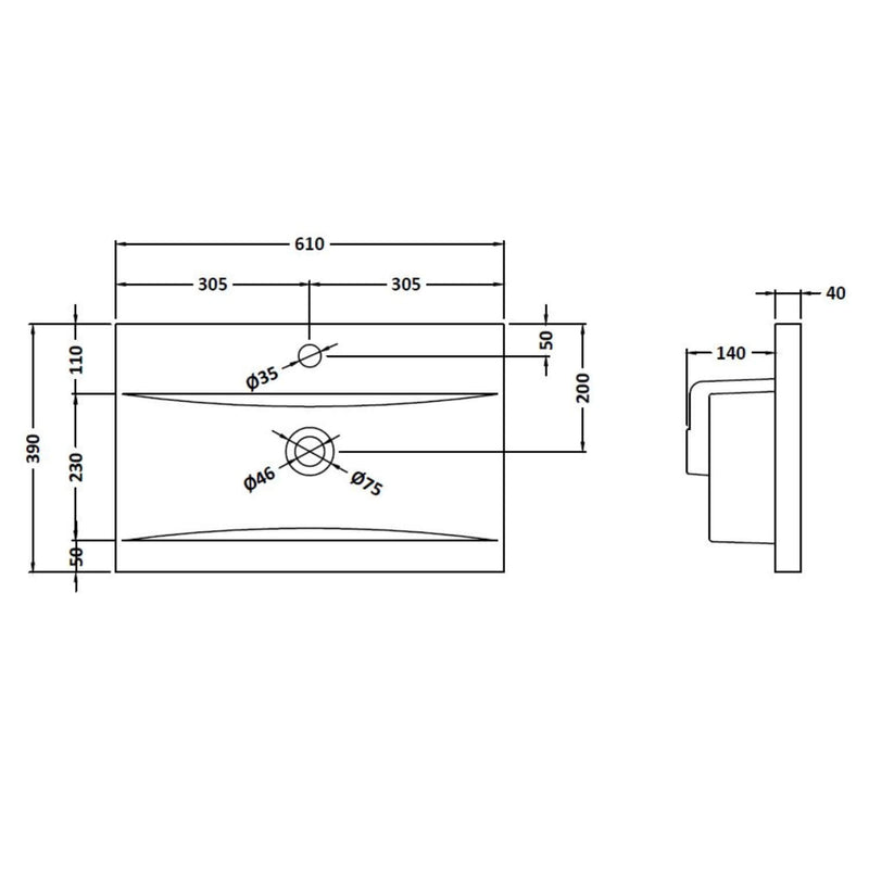 Lana 600mm Wall Hung 2 Door Vanity Unit & Basin - Bleached Oak