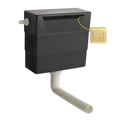 Eden Compact White WC Unit + Cape Back To Wall Toilet Bundle With Square Brushed Brass Flush Button