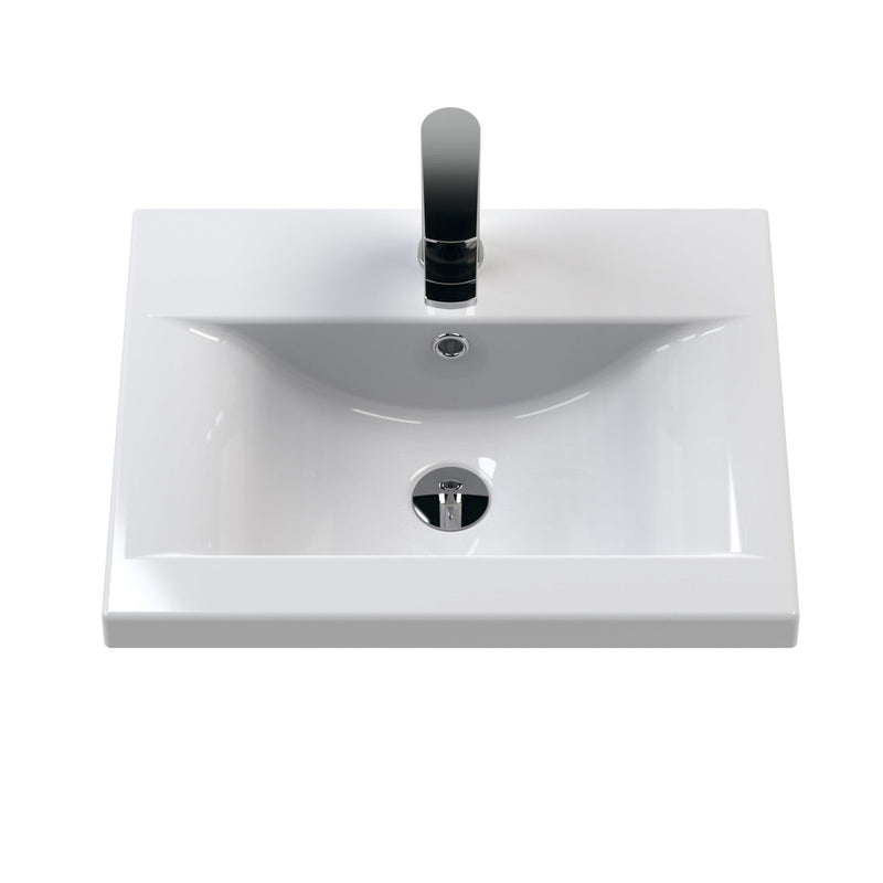 Hudson Reed Fluted Wall Hung 500mm Vanity Unit With 2 Drawers & Ceramic Basin - Satin Green