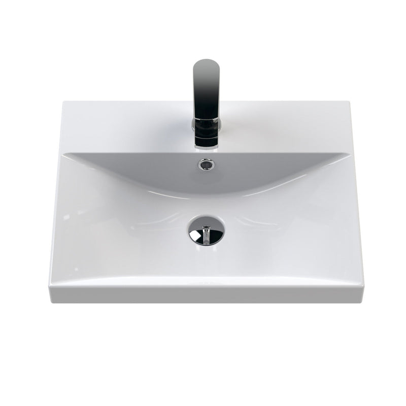 Hudson Reed Fluted Wall Hung 500mm Vanity Unit With 2 Drawers & Ceramic Basin - Satin Anthracite