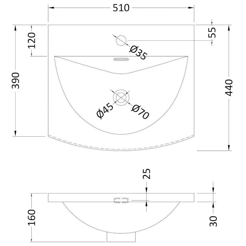 Nuie Deco 500 x 383mm Wall Hung Vanity Unit With 1 Drawer & Ceramic Basin