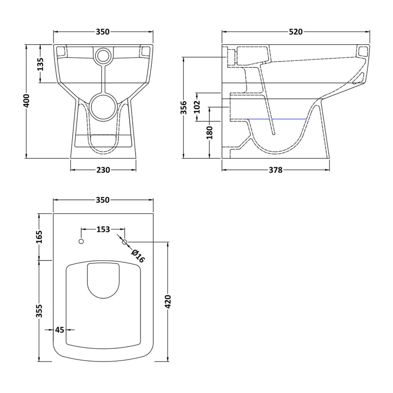 Eden Compact White WC Unit + Cape Back To Wall Toilet Bundle With Square Chrome Flush Button