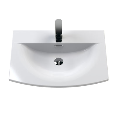 Nuie Deco 600 x 383mm Wall Hung Vanity Unit With 1 Drawer & Ceramic Basin