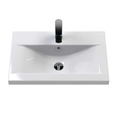 Hudson Reed Fluted Floor Standing 600mm Vanity Unit & Ceramic Basin - Satin Green