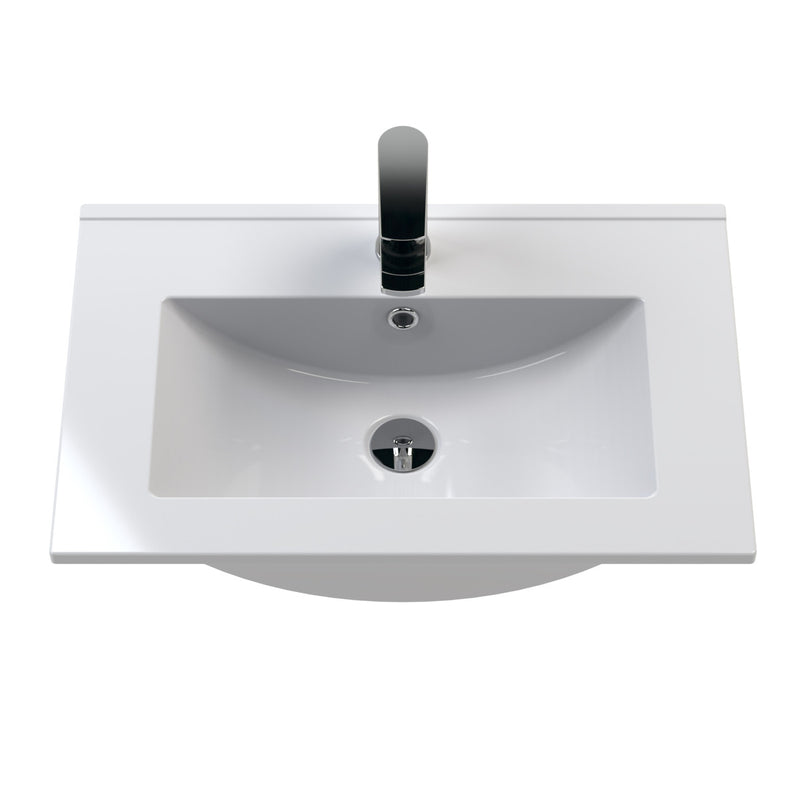 Nuie Deco 600 x 383mm Wall Hung Vanity Unit With 1 Drawer & Ceramic Basin