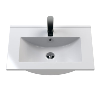 Hudson Reed Fluted Floor Standing 600mm Vanity Unit & Ceramic Basin - Satin Green