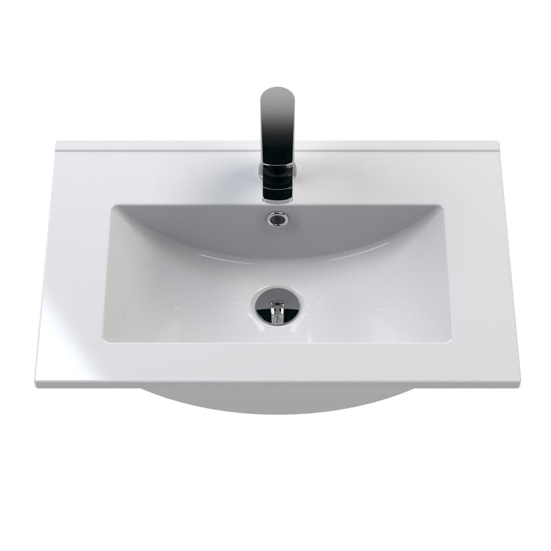 Hudson Reed Fluted Floor Standing 600mm Vanity Unit & Ceramic Basin - Satin Green