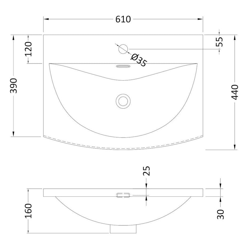 Hudson Reed Juno Wall Hung 600mm Vanity Unit With 1 Drawer & Ceramic Basin
