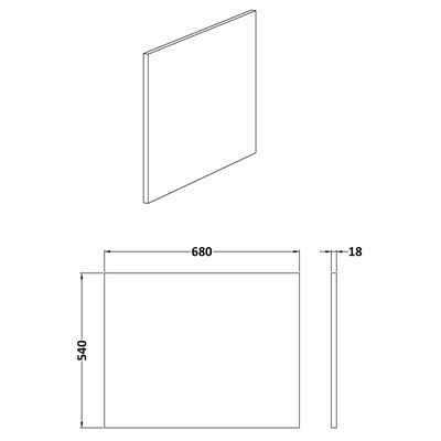 Waterproof Gloss White Square Shower Bath End Panel - 700mm