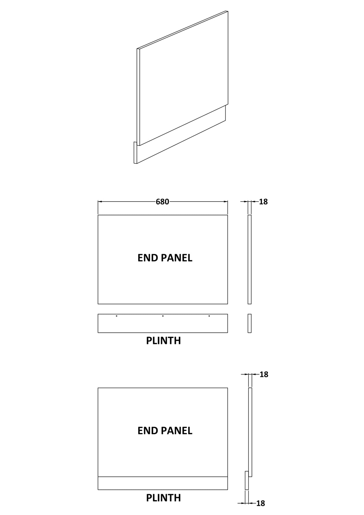 Hudson Reed 700mm Bath End Panel - Gloss White