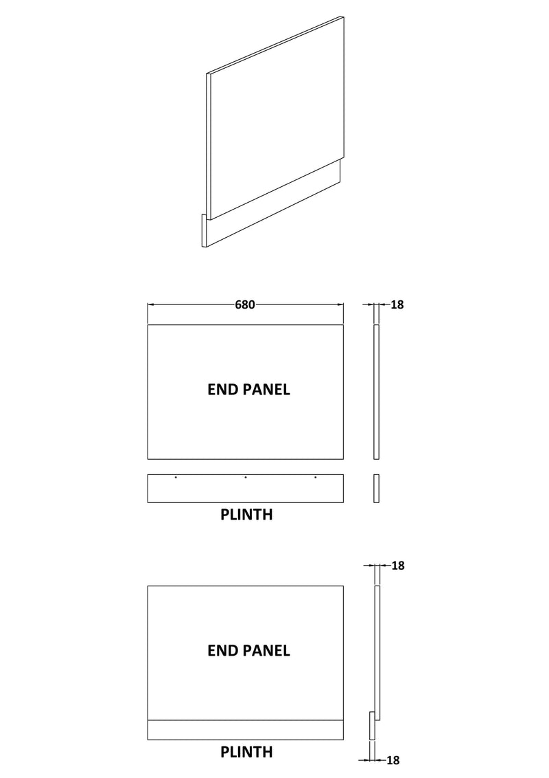 Hudson Reed 700mm Bath End Panel - Gloss White