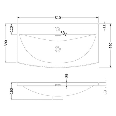 Hudson Reed Juno Wall Hung 800mm Vanity Unit With 2 Drawers & Ceramic Basin