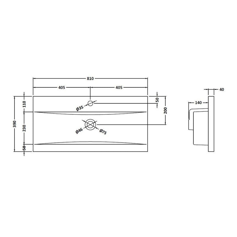Hudson Reed Fluted Wall Hung 800mm Vanity Unit With 2 Drawers & Ceramic Basin - Satin Anthracite