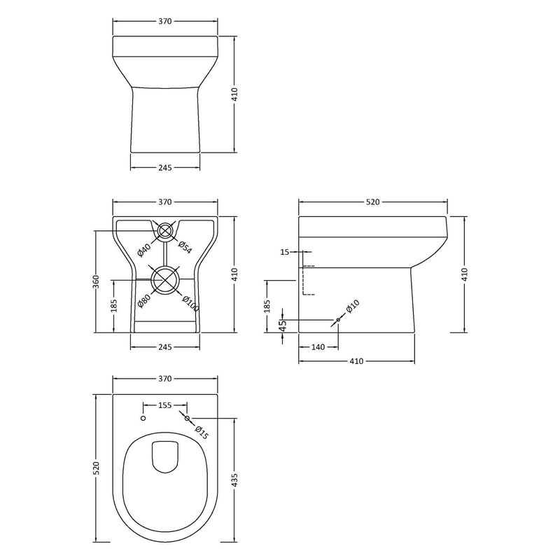 Eden Compact White WC Unit + Harmony Back To Wall Toilet Bundle With Square Brushed Brass Flush Button