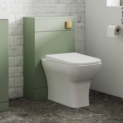 Eden Compact White WC Unit + Como Rimless Back To Wall Toilet Bundle With Square Matt Black Flush Button