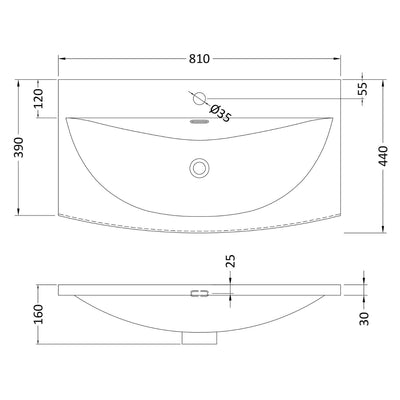 Lana 800mm Floor Standing 2 Drawer Vanity Unit & Basin Complete for Bathroom