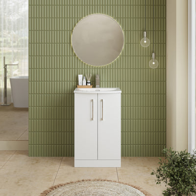 Lana 500mm Floorstanding 2 Door Vanity Unit & Basin - Gloss White