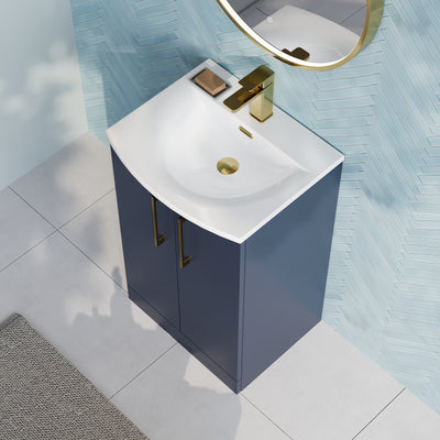 Lana 500mm Floorstanding 2 Door Vanity Unit & Basin - Satin Midnight Blue