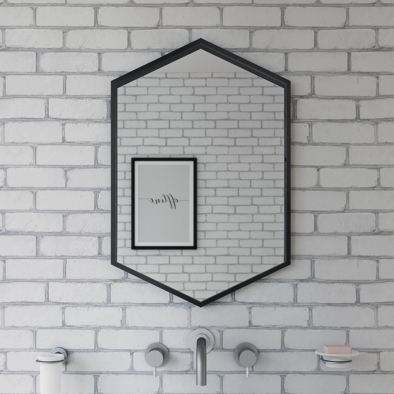 Origins Living Docklands Hexagonal Mirror 50x75cm - Matt Black