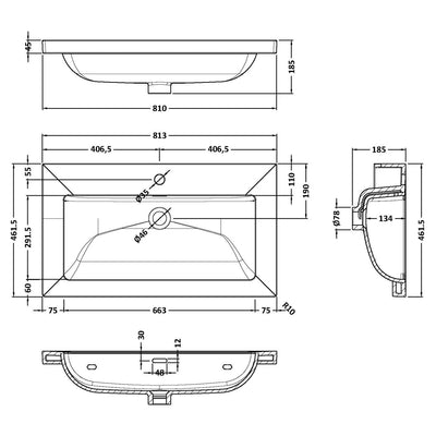 Classique 800mm Wall Hung Vanity Unit With 1 Drawer With Contemporary Basin - Satin Grey