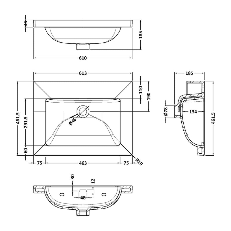 Classique 600mm Floor Standing Vanity Unit With 2 Doors With Contemporary Basin - Satin White