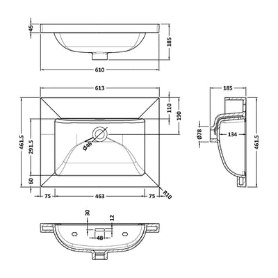 Classique 600mm Wall Hung Vanity Unit With 1 Drawer With Contemporary Basin - Satin Green