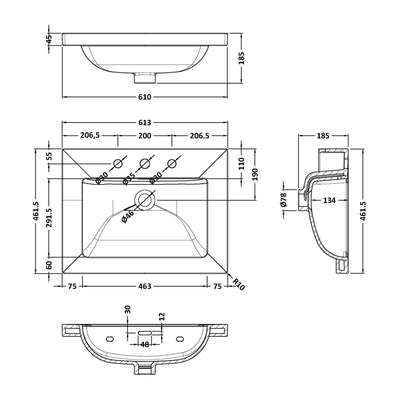 Classique 600mm Floor Standing Vanity Unit With 2 Doors With Contemporary Basin - Satin Green