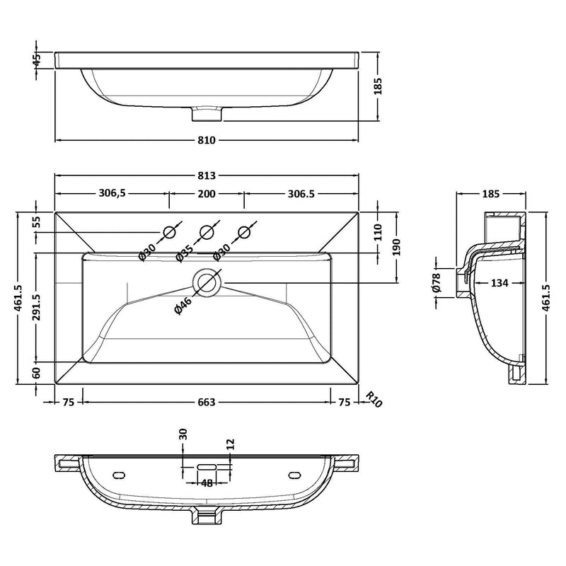 Classique 800mm Wall Hung Vanity Unit With 1 Drawer With Contemporary Basin - Satin White