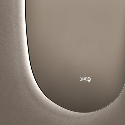 Close-up of dotless lighting on Claris Curve Oblong 70 x 78cm LED mirror - Origins Living mirror by BathLab