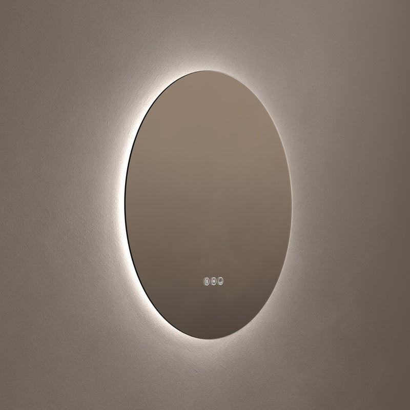 Claris Round Illuminated Mirror 60cm with Adjustable Dotless Lighting and Demister