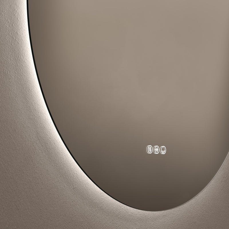 Close-up of dotless lighting on Claris Round 80cm LED mirror - Origins Living mirror by BathLab