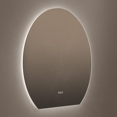 Claris Round Cut 100 x 90cm LED bathroom mirror on grey background - Origins Living mirror at BathLab
