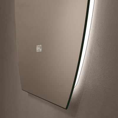 Close-up of dotless lighting on Claris Round Cut 100 x 90cm LED mirror - Origins Living mirror by BathLab