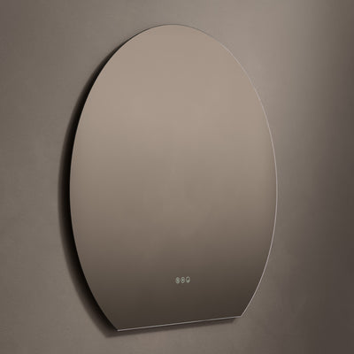 Claris Round Cut 100 x 90cm LED bathroom mirror on grey background - Origins Living mirror at BathLab