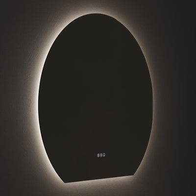 Claris Round Cut 100 x 90cm LED bathroom mirror on dark background - Origins Living mirror at BathLab